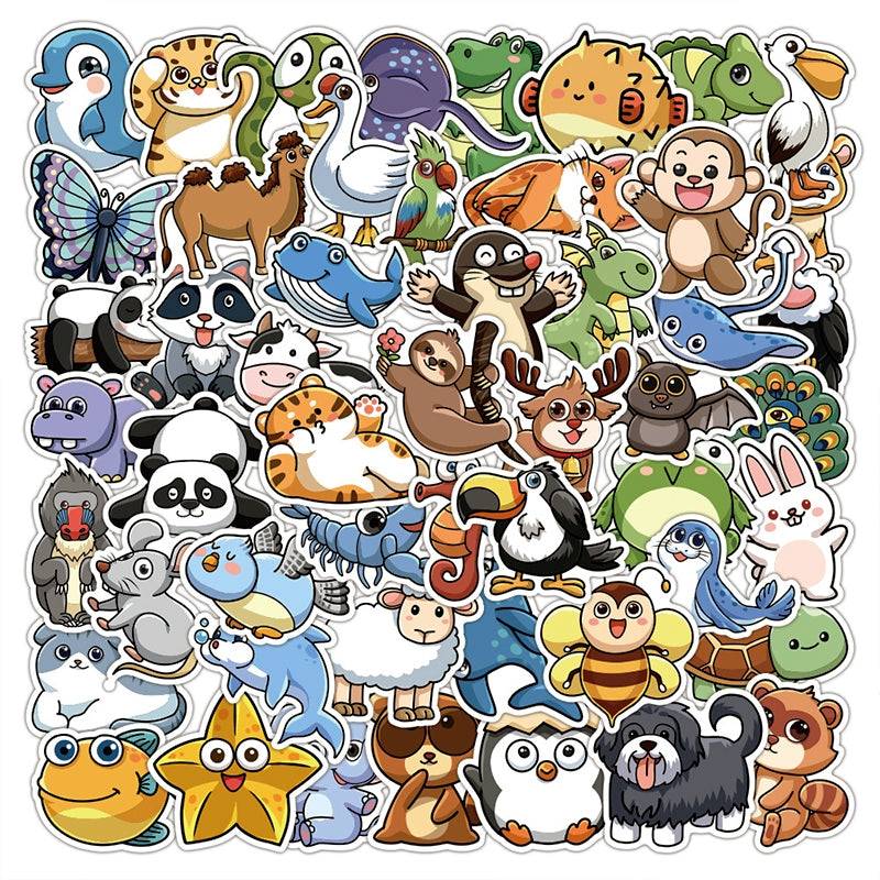 Sticker - Animal Cute Cartoon Vinyl Stickers - Cat, Dog, Bear, Rabbit, Bird, Zoo